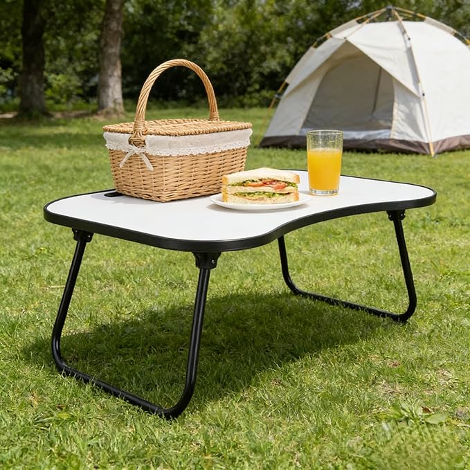 Laptop Bed Desk, Foldable Wooden Lap Desk with Cup Holder & Tablet Slot, Portable Lap Table & Bed Tray Table for Eating & Lap Desk Food Tray & Working on Couch, Sofa & Bed, 23.8 x 15.8 in