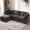 EDILLY 94 inches Oversized Modular Sectional Fabric Cloud Sofa Set, Extra Large L Shaped Couch Reversible Chaise Couch,2 Seat Modular Sofa with Storage Ottoman,Grey