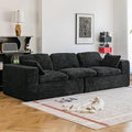 Esright 110" Oversized Sofa for Living Room, Cloud Boneless Couch with Fluffy Seat Cushions, 3 Seater Upholstered Floor Sofa, No Assembly Required, Black