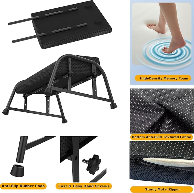 Foot Rest for Under Desk at Work, 10-Level Height Adjustable Ergonomic Foot Stool with Removable Soft Memory Foam Pad, Office & Gaming Desk Accessories for Leg Support（Black