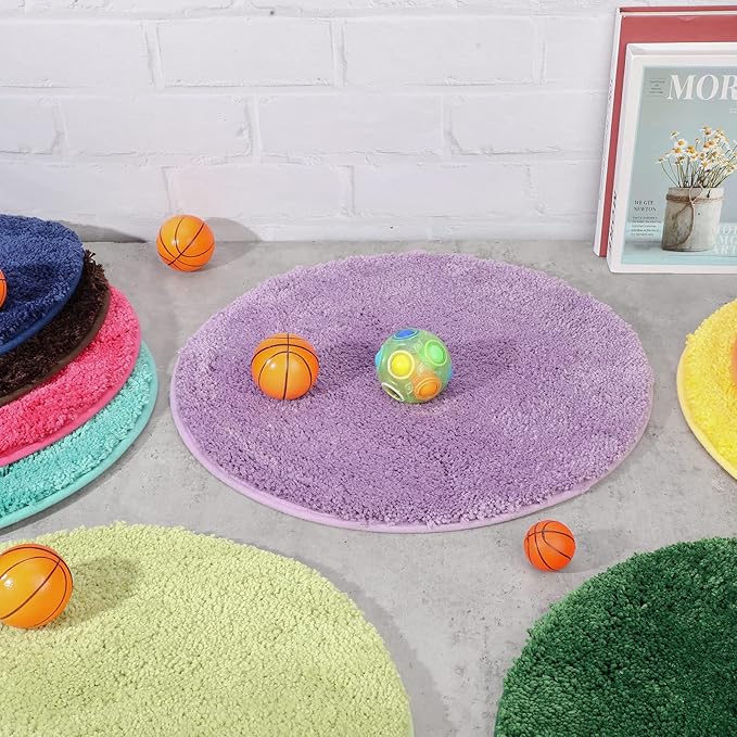 Funtery 30 Pieces Kids Carpet Circle Seats Bulk 18 Inch Classroom Children's Mats Multi Color Rug Mats Round Soft Warm Floor Cushions for Library School Story Time Group Activity Play Areas