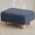FIMIVIBI Small Foot Stool Ottoman, Sherpa Footstool Ottoman Foot Rest for Couch, Rectangle Footstools and Ottomans Small for Living Room, Entryway and Bedroom (Navy Blue)