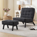 ANJ Accent Chair with Ottoman Adjustable Backrest, Living Room Chair Tufted Upholstered Lounge Chair with Footrest Set, Modern Chair Cozy Reclining Chair for Reading Room Bedroom