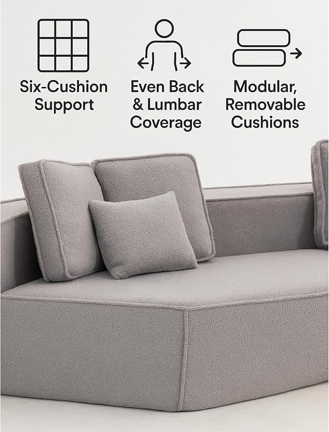 KEIKI 75.2" Teddy Fleece Single Sofa Chair – Compressed Floor Couch with Wide Seat, Three Plush Back Cushions & Foam Support, Ideal Reading Chair for Dorm Rooms & Study Spaces