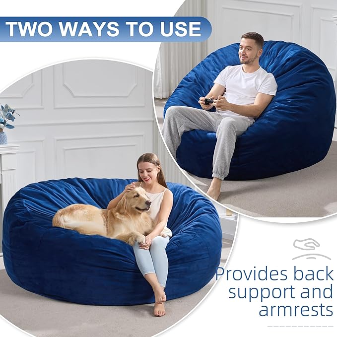Hobestluk 5FT Bean Bag Chair Giant Bean Bag Chairs for Adults Large Bean Chairs with Removable Cover, Beanbag Chair with Filler, Adult Bean Bag Chairs for Living Room, Bedroom
