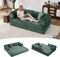 Tbfit 79'' Convertible Sofa Bed, Oversized Corduroy Folding Boneless Couch, Futon Mattress Sleeper Sofa, Comfy Foldable Upholstered Floor Couches for Living Room, Dark Green