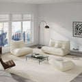 Comfy Lazy Floor Sofa Couch,Soft Armless Chair,Faux Leather Lounge Chair,Corner Relax Sofa Couch for Living Room Bedroom,Salon Office,Adults(Cream White)