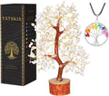 YATSKIA Clear Quartz Crystal Tree for Home Decor, Handmade Gemstone Tree for Positive Energy, Good Luck Birthday Gifts for Women