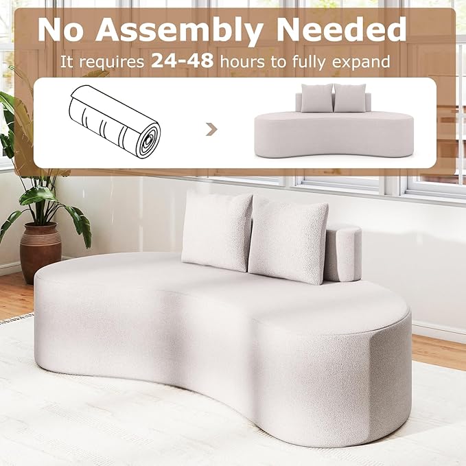 Giantex 78.5" Sofa Couch, Upholstered Loveseat with 2 Cozy Pillows, Low Backrest & Padded Seat, Anti-Slip Bottom, No Assembly, Modern Floor Couch for Living Room, Bedroom (Gray)