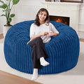 Homguava 3 FT Bean Bag Chair,3' Big Bean Bag,Large Bean Bag Chairs for Adults with Memory Foam Filled,Comfy Beanbag Chairs Soft Bean Bag Sofa with Dutch Corded Plush Cover-Blue
