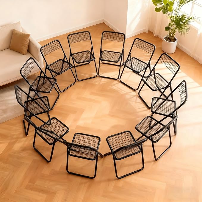 12 Pack Folding Chair,Balck Color,Single Piece,Foldable Space - Saving Design for Indoor/Outdoor Use