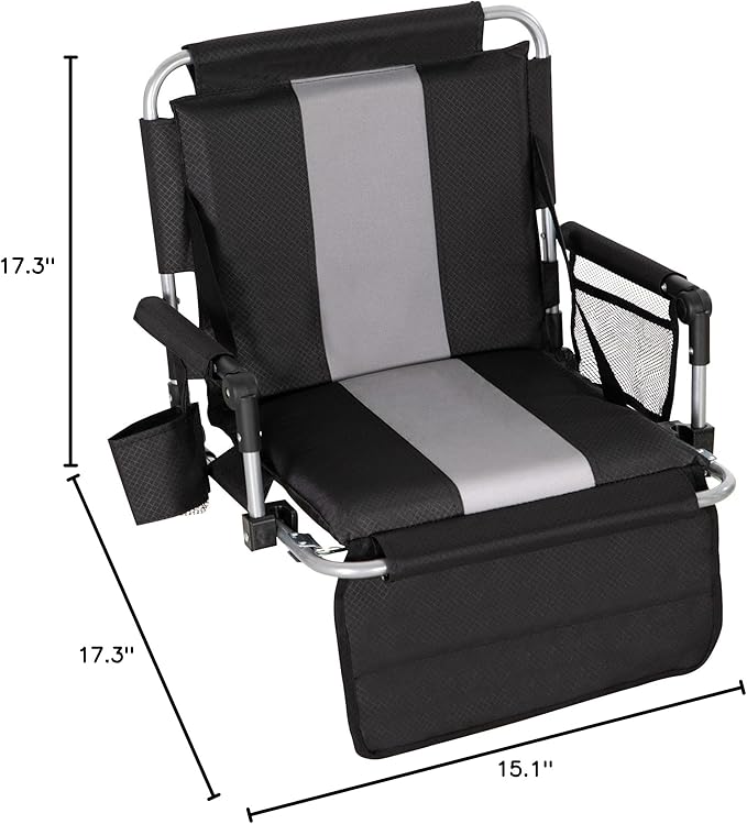 HIGH POINT SPORTS Foldable Stadium Seat Portable Folding Stadium Chairs Padded Bleacher Seat Cushion Bleacher Chair with Armrest and Cup Holder