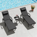 Trumbeak Patio Lounge Chairs Set of 3,Outdoor Lounge Chairs with 5 Adjustable Positions Backerst,Armrest Lounge Chair for Beach,Yard,Balcony,Poolside,Black