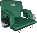 BRAWNTIDE Stadium Seat with Back Support - Comfy Cushion, Thick Padding, 2 Steel Bleacher Hooks, 4 Pockets, 2 Cup Holders, Reclining Back, Ideal Chair for Sport Events, Beaches, Camping, Concerts