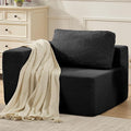 Furnify 40" Giant Bean Bag Chair for Adults, Upholstered Floor Sofa Couch with Pillow, Teddy Boucle Sofa for Bedroom Living Room, No Assembly Required (Black, Teddy Boucle)