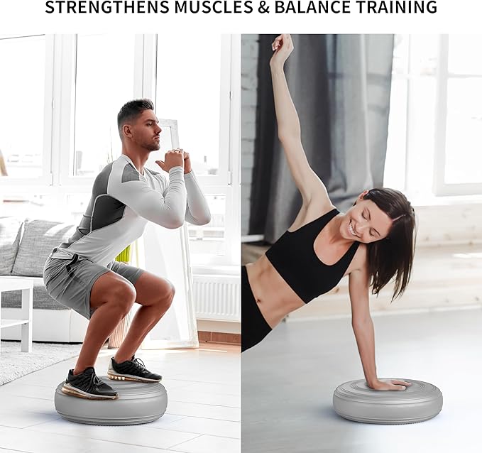 FITMIND Inflated Wobble Cushion,Circular Non-slip Texture for Comfortable Sitting,Extra Thick Dyna Disc with Pump for Core Strength,Wiggle Seat to Improve Posture,Fitness,660lb Load Capacity