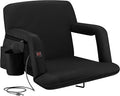 Alpcour Heating Massage Stadium Seat – Deluxe Reclining Bleacher Chair with Back & Arm Support – Built-in Heater and Massager - Extra Thick, Lightweight and Waterproof with Detachable Pockets
