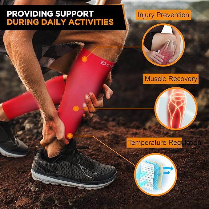 Doc Miller Compression Calf Sleeve for Men & Women – 20-30mmHg Graduated Support for Running, Shin Splints, Calf Strain – Knee High, Small to 6XL Plus Size