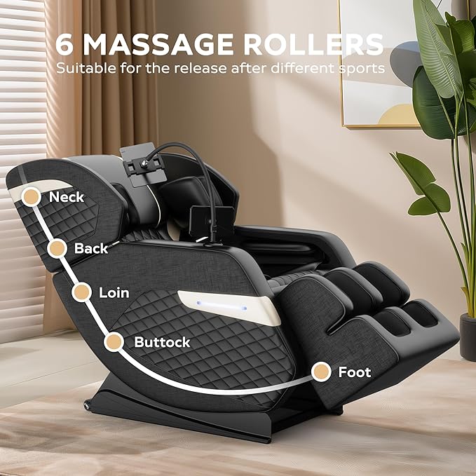 2026 Massage Chair for Full Body 4D Zero Gravity, with Heat Therapy, SL-Track Shiatsu Foot Rollers, Yoga Stretch, Heating Function, for Home Office Use,Black (Model 2)