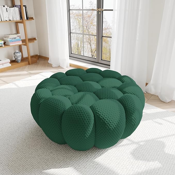 WJShome Bubble Couch,41.34'' Single Sofa,Mesh Fabric Lazy Floor Sofa, 3D Honeycomb Shape Curved Couch for Living Room, Office, Apartment (Green)