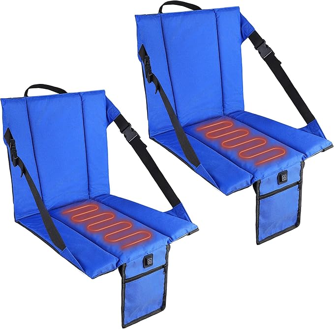 CAMPHILL 2PCS Portable Stadium Seat Cushion for Bleachers,Folding Lightweight Seat with Backrest,Adjustable Straps,Ideal for Camping,Hiking,Sports Events,Outdoor Concerts