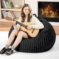 Homguava 2FT Bean Bag Chair, 2' Small Bean Bags with Memory Foam Filled, Beanbag Chairs with Machine Washable Cover Dutch Corded Plush Cover for Classroom,Living Room,Bedroom-Black