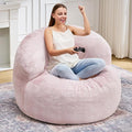 Hobestluk Bean Bag Chair Giant Bean Bag Chairs for Adults Big Bean Bag Chair with Memory Foam Filler Adults Large Beanbag with Faux Fur Cover for Bedroom (Plush Pink,Large)