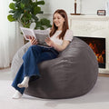 Homguava 4FT Bean Bag Chair for Adults,Teardrop Bean Bags Big Beanbag Chair with Memory Foam Filled and Ultra Soft Removable Corduroy Cover for Living Room, Bedroom (Grey)