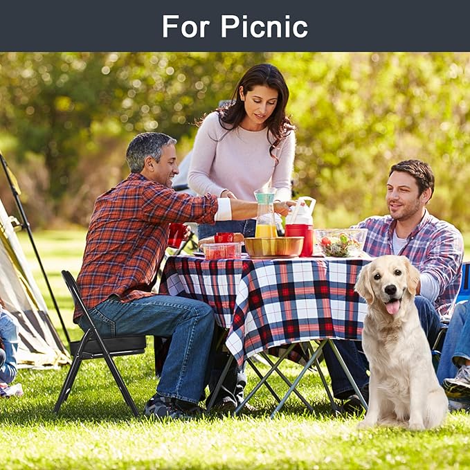 fusehome Mini Padded Folding Chairs, Garage Stool, Portable Camping Chair with Cushion, Lightweight Lawn Chair, for Outdoor Sports Events, Patio, Fishing, Hiking, Hunting, Picnic, Beach (Black 2 Pack)
