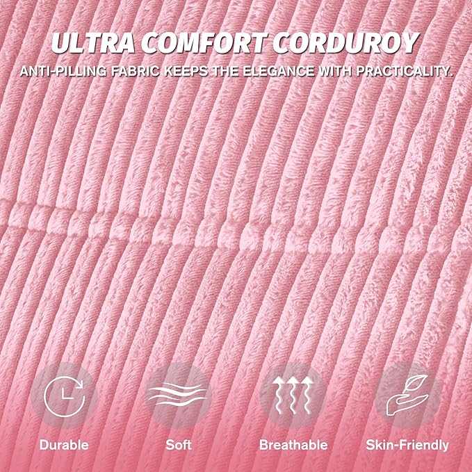 Bean Bag Chair,Giant Beanbag Chairs for Adults,Comfy Large Fireside Chair Lazy Sofa,Corduroy Bean Bag Lounger with Memory Foam Filled,Floor Sofa Couch for Home,Dorm,Living Room (Pink)