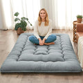 DAICO Japanese Floor Mattress, 4'' Thicken Futon Mattress Tatami Mat, Sleeping Pad Foldable Roll Up Mat for Camping and Guest Room, Full Size 54''*80'', Grey