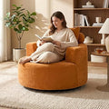 Furnimart Oversized Barrel Accent Chair, 360° Swivel Round Upholstered Sofa, Chenille High-Resilience Sponge, No Assembly Wide Seat for Living Room, Bedroom, Apartment (Orange)