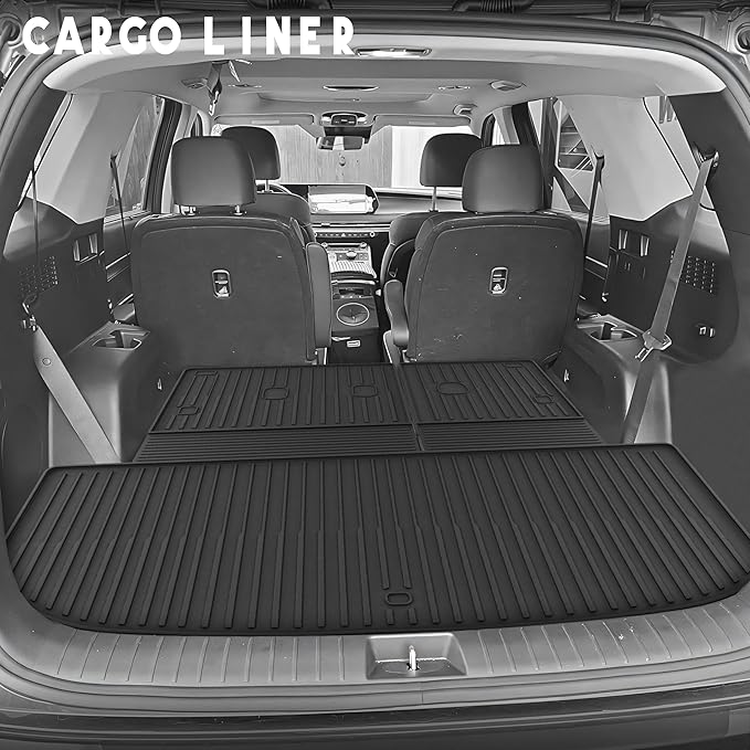KARPAL Floor Mats Fit for Hyundai Palisade 2020-2025 (7-Seat/8-Seat), All Weather TPE Car Mats Cargo Liners Guard Accessories, 1st & 2nd & 3rd Row & Cargo Liners
