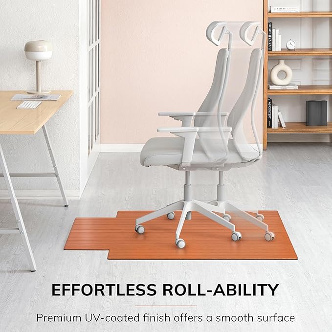 Anji Mountain Office Chairmat Thickest & Sturdy Bamboo Chairmats Highly Premium Quality Anti-Slip Heavy Duty for Multi-Purpose Hardwood Floor Office & Home Floor Protector Office Chair mat-5mm Thick