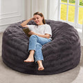 Hobestluk Bean Bag Chairs Beanbag Chair with Filler Adult Bean Bags with Fluffy Ripple Cover, Giant Bean Bag Chairs for Adults (Dark Grey, 4FT - 44" x 44" x 24")