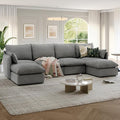 Lopzeho 124" Cloud Modular Sectional Sofa, Waterproof Down Filled Sectional Couch, High Backrest U Shaped 4 Seater Couch with 2 Ottomans, Modern Modular Sofas with Removable Cover, Dark Gray