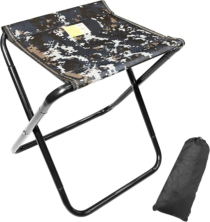 CHENEDY Camping Stool, Portable Folding Stool with Carry Bag, 12in Portable Folding Chair Collapsible Camp Stool Outdoor Footstool for Travel Walking Hiking Fishing Picnic Barbecue (Blue/Gray)