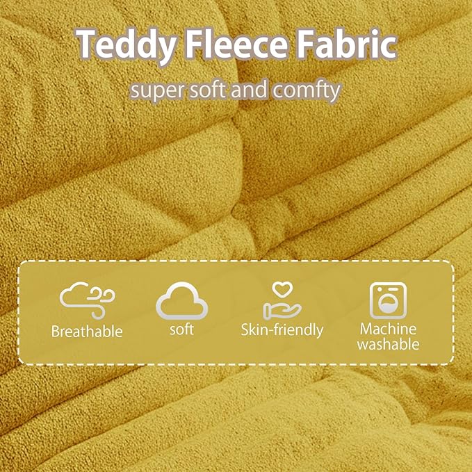 Selyteramy Oversized Bean Bag Chairs for Adults, Giant Beanbag Chair with Memory Foam, Comfy Lounge Chair Lazy Sofa for Apartment, Living Room, Bedroom, Office(Teddy Fabric)