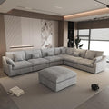 WJShome Cloud Couch for LivingRoom,153" U Shaped Modular Sectional Sofa with Ottoman,Down Filled 7 Seater Convertible Sleeper Sofa Bed Oversized Furniture Sets,Gray
