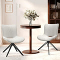 VATROS Dining Chairs Set of 2, 360° Swivel Upholstered Mid-Century Modern Kitchen Dining Room Chairs, Armless Faux Leather Accent Side Chair with Padded Back, Metal Legs for Living Room Bedrooms White