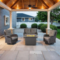 Belord 4 Piece Patio Furniture Set with Fire Pit Table - 41inch 50000 BTU Propane Fire Pit Table with High Back Loveseat Glider Chair and 2 Swivel Rocker Chair for Casual Gathering