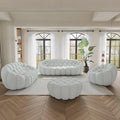 WJShome Modular Sectional Sofa,Bubble Couch Set,Modern Upholstered Bean Bag Sofa Couch with Ottoman,Mesh Fabric Lazy Floor Chair Living Roon Sets (Light Grey, 98.43"+79"+48"+42")