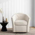 DREAMSIDEA Swivel Accent Chair Armchair, Modern Round Single Sofa Seating Comfy Reading Barrel Chairs for Living Room Bedroom (Beige, Set of 1)