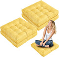 Jerify Floor Pillow Cushions 22 x 22 Inch Round Square Large Meditation Floor Pillow for Classroom Adult Meditation Picnic Party Cushion for Seating Gift Christmas(Square,Yellow,4 Pcs)