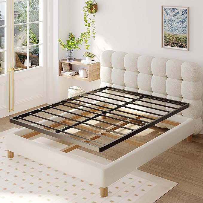 Upcanso California King Box Spring Bed Base 2 Inch, Low Profile Metal Cal King Box Spring Bunkie Board 2 Inch, 3000 Lbs Max Weight Capacity Mattress Foundation, Noise-Free, Easy Assembly