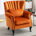 LZAREAL Accent Reading Arm Chairs Midcentury Modern Comfy Corner Sofa Chair, Wingback Waiting Room Club Chair with Tufted Back for Living Room/Bedroom/Reception Room, Velvet Orange