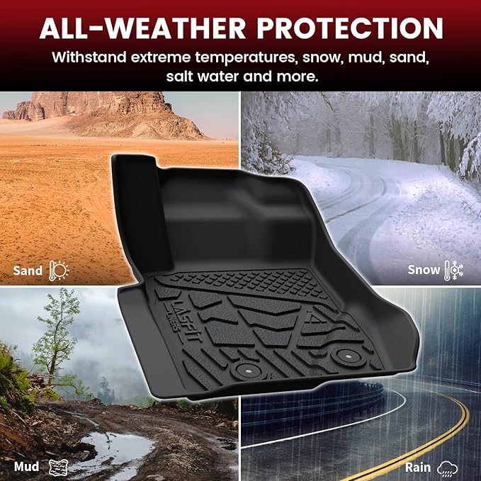 LASFIT Floor Mats & Cargo Liner & Backrest Mat Set for 2021-2025 Ford Bronco 4-Door Carpet Flooring All Weather Protector TPE Waterproof Sub Trunk Mat Back Seat Cover, Combo Set