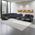 SIENWIEY Manual Recliner Sectional Sofa for Living Room,L Shaped Reclining Sectional Corner Couch with Loveseat,Gray Corduroy Recliner Sofa Set with Storage Console/Drop Down Coffee Table/Cup Holders
