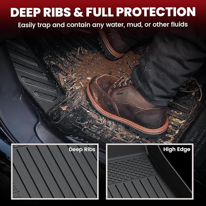 LASFIT 9PCS Premium Extra Thick Floor Mats for Tesla Model Y 7 Seater 2025/2024/2023/2022/2021/2020 | TPE All Weather Custom Fit Interior Accessories | Cargo Liners Trunk Mats with Rear Backrest Mats