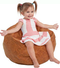 FDP Rustic Kid 22" Bean Bag Chair, Furniture for Kids, Perfect for Reading, Playing Video Games or Relaxing, Alternative Seating for Classrooms, Daycares, Libraries or Home - Hazelnut